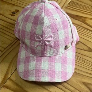Juicy Couture Bow Gingham Cap Hat Pink
